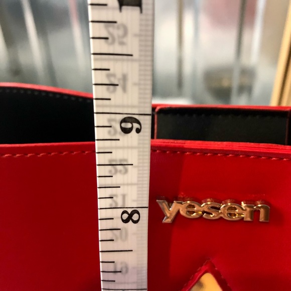 Heart Handbag Matching Coin Purse Leather NIB Set Red Black Gold White - Picture 9 of 16